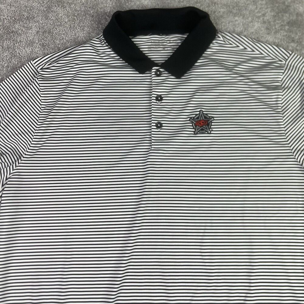 OSU Cowboys Nike Golf Shirt Mens XL White Striped Polo Preppy Casual Sports